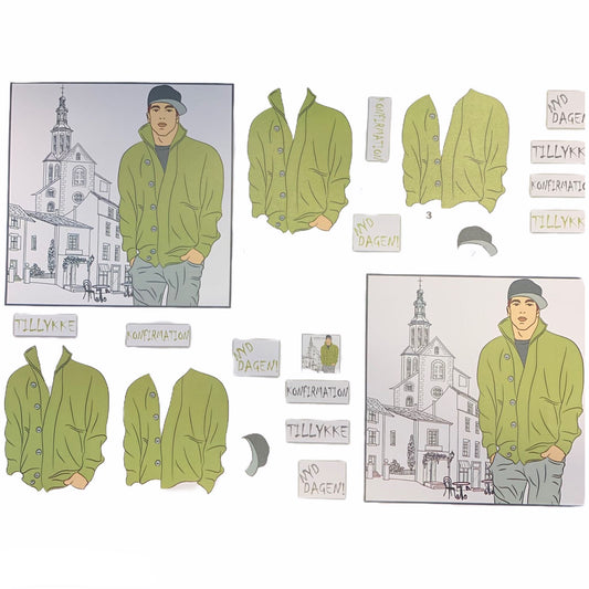 3D klippark Kul ung mann/ ungdom /gutt med grønn jakke.