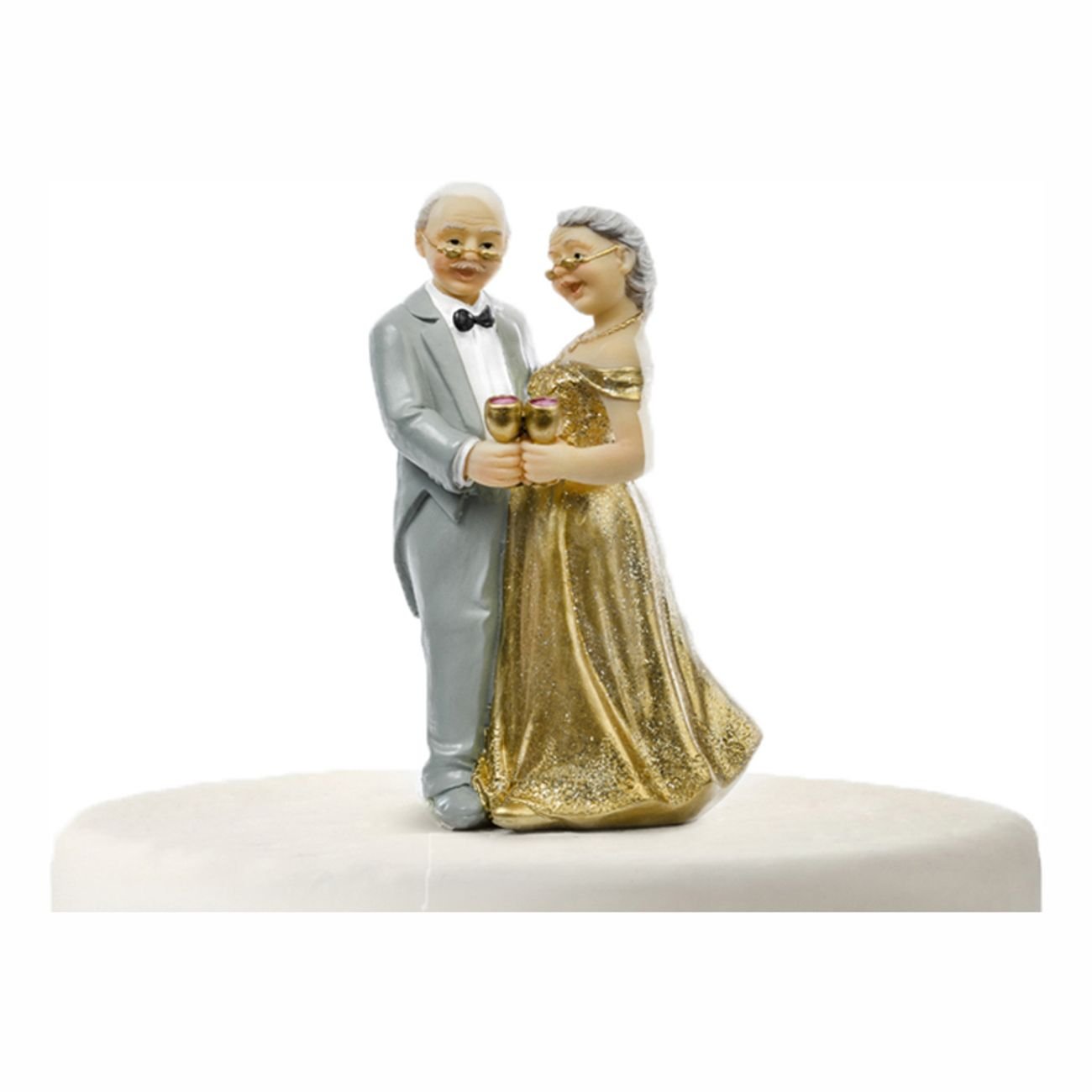 Bryllups figur / kakepynt / kaketoppers - Brudepar/ gullbryllup 7,4x5,5 x 12cm