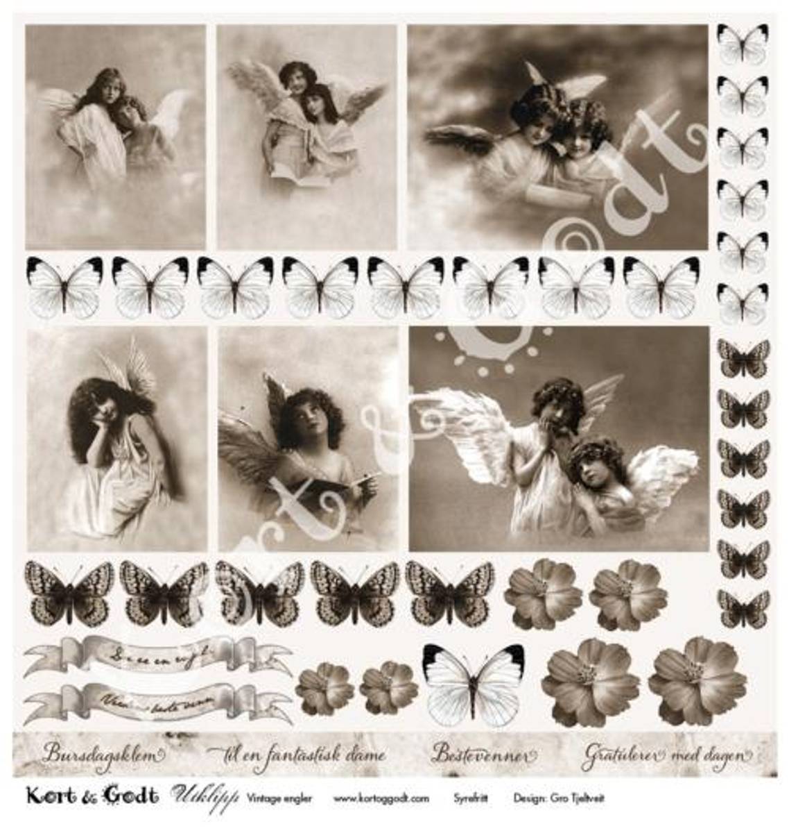 SUPERSALG! Kort & godt utklipp / Vintage engler