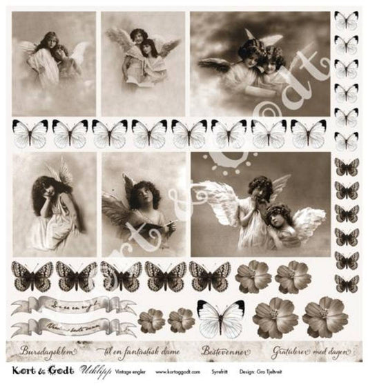 SUPERSALG! Kort & godt utklipp / Vintage engler