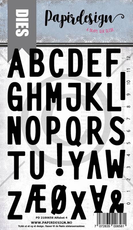 Papirdesign dies - Alfabet 4 store bokstaver