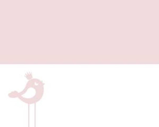 Kort og Godt - Bordkort m/ fugl - Lys rosa