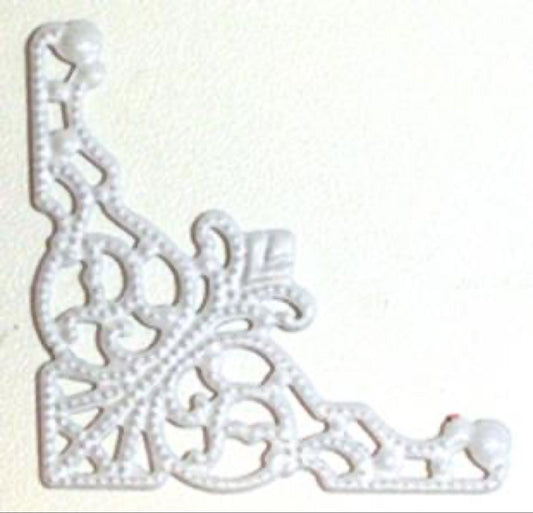 Kort og godt 8 stk metall hjørner, hvit 3x3 cm